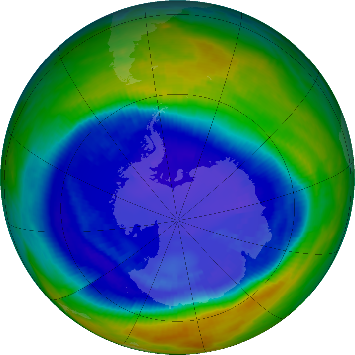 Antarctic ozone map for 31 August 2000